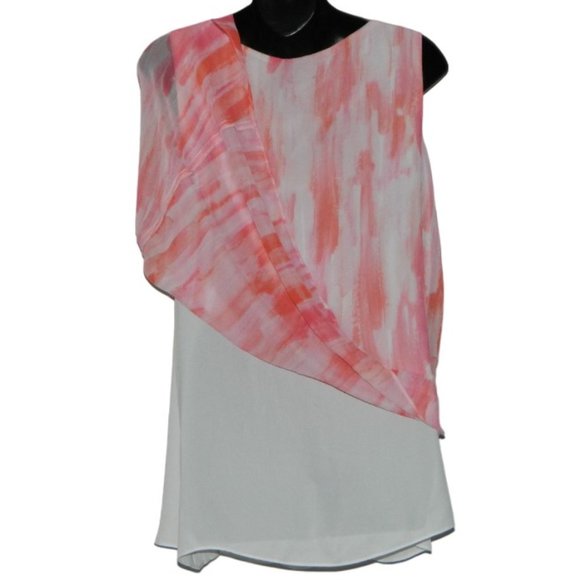 2 for/ $25 Cartise Tie Dye Sleeveless Tank Blouse Peach Pink White Size 10 - Picture 9 of 13